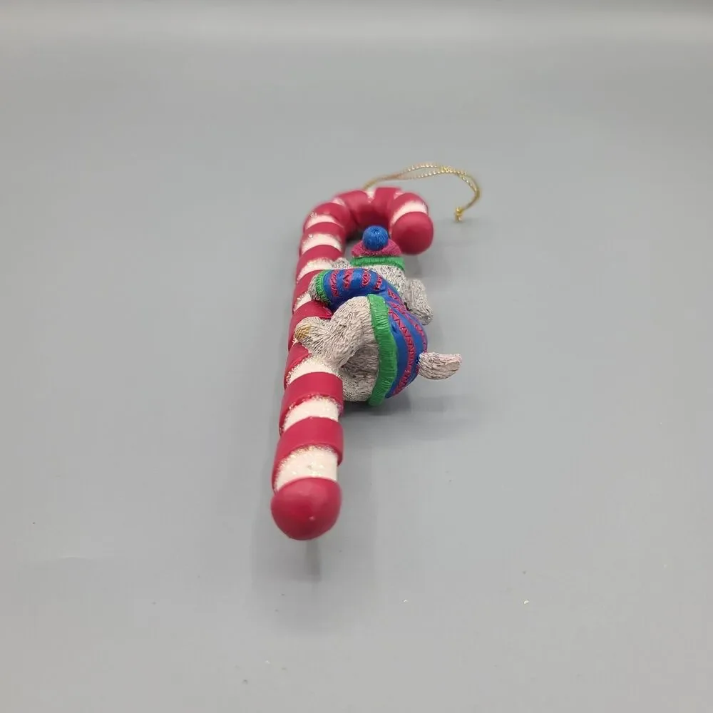 Christmas Ornament Dog Climbing Candy Cane Peppermint Stick